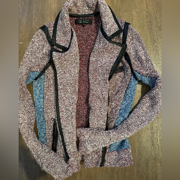 Rag & Bone “Hart” Tweed Multi-Colored Moto Jacket - Picture 2 of 13